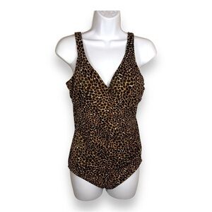 VINTAGE MIRACLE SUIT LARGE LEOPARD RETRO PINUP CUPS CLASSIC ANIMAL PRINT
